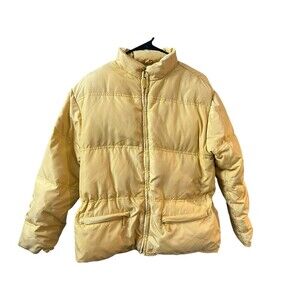 VTG Eddie Bauer Canary Yellow‎ Bomber Down filled Ski Jacket Size Small